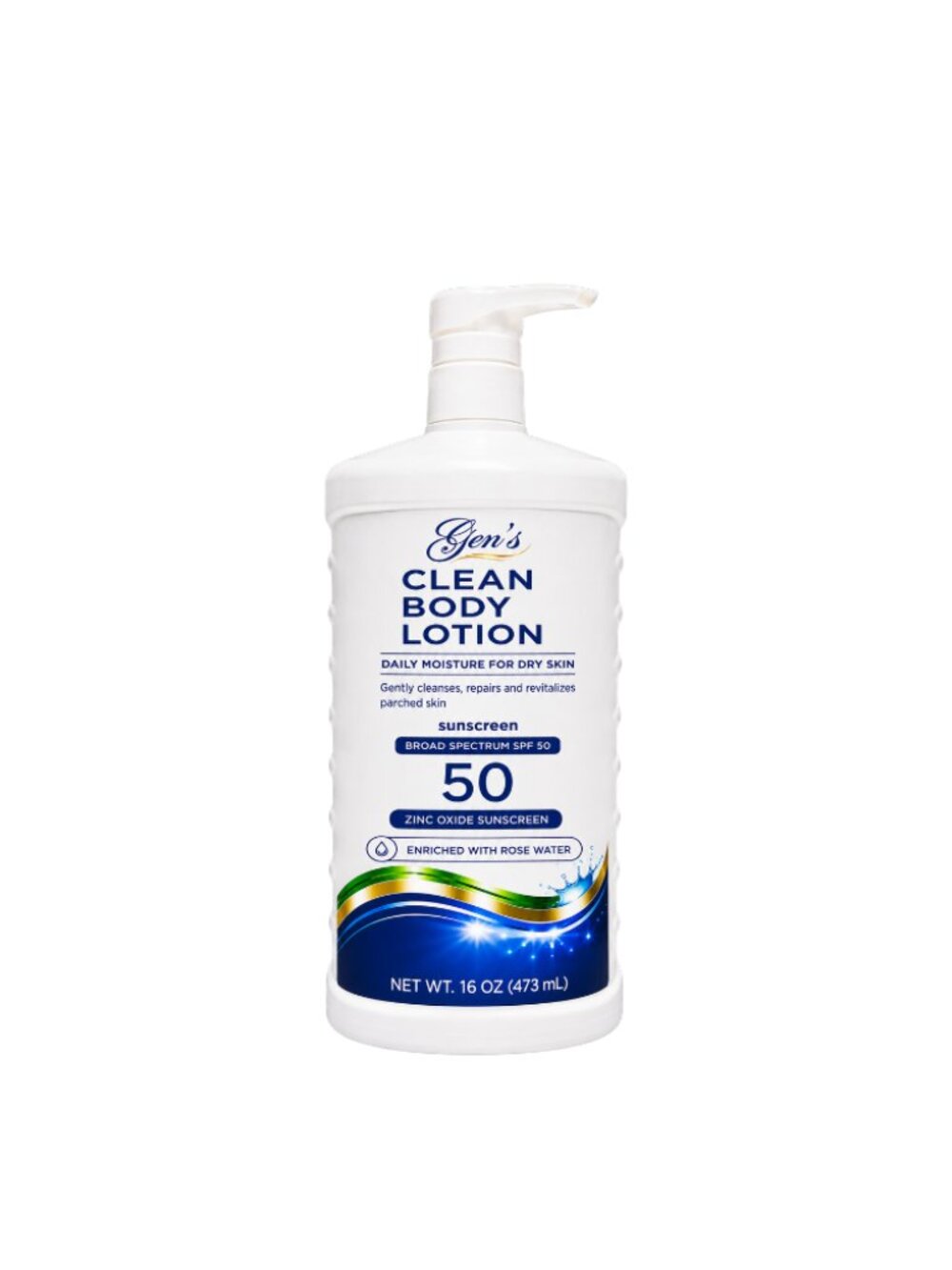 GEN Clean Body Lotion SPF 50 for Dry Skin – Hydrating Rose Water Moisturizer, No